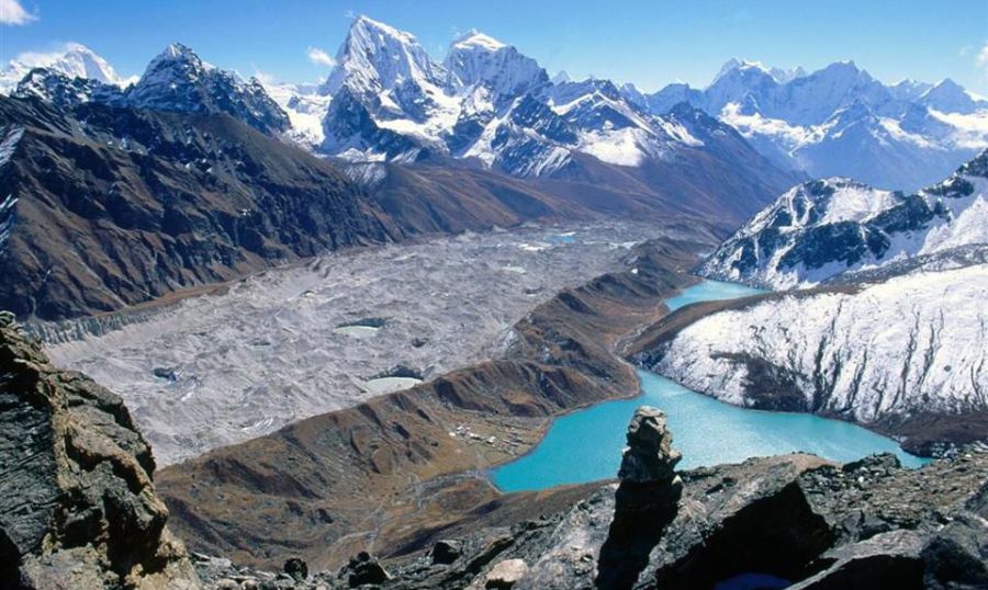 Mount Cholatse and Mount Taboche from Gokyo Ri