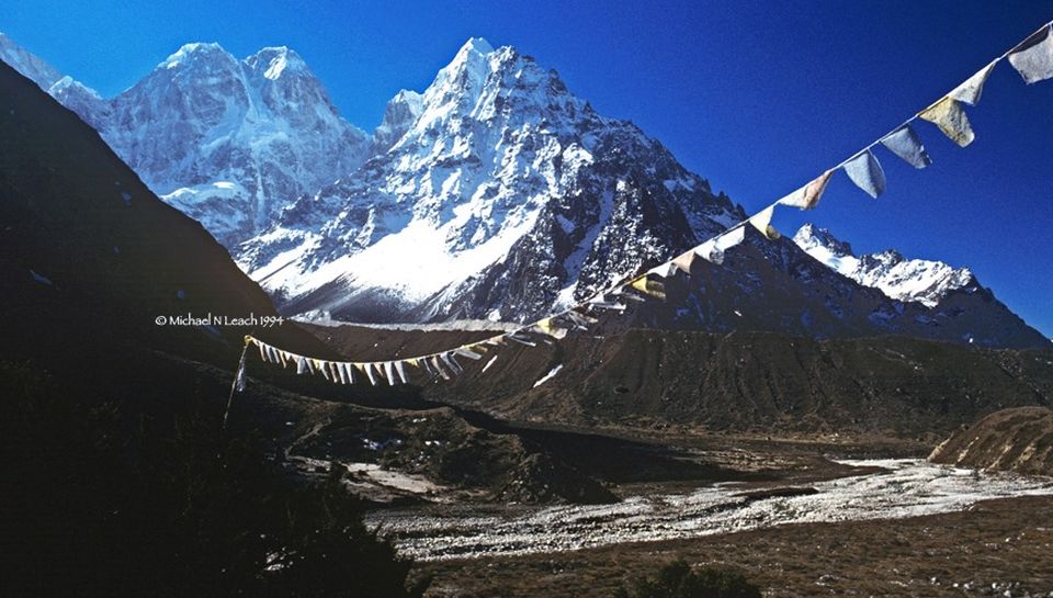 Sobithongie ( 6669m ), Phole ( 6645m ) and Khabur from Kambachen in the Ghunsa Khola Valley