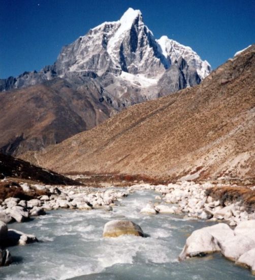 Mount Taboche from the Imja Khola in the Chukhung Valley