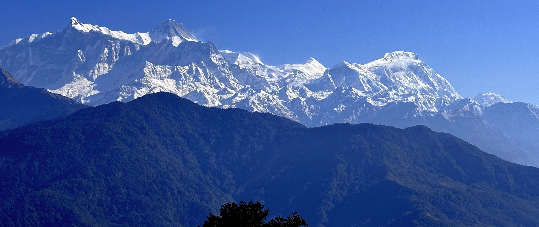 Annapurna IV, Annapurna II and the Lamjung Himal on descent from Rambrong Danda