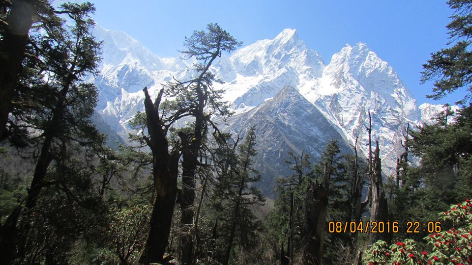 Mt.Phungi from camp at Phedi beneath Larkya La