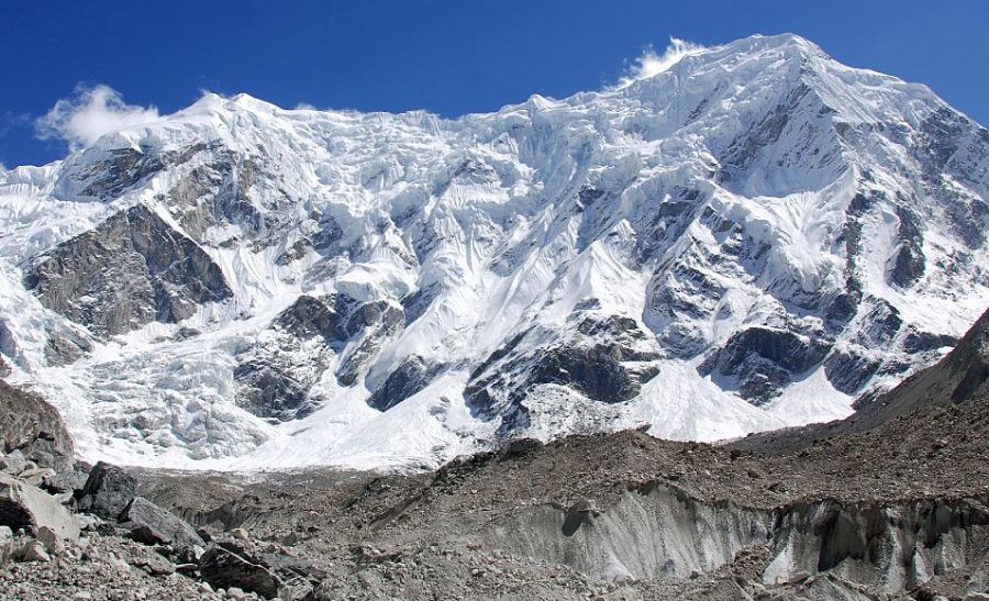 Parchamo / Parchoma ( 6273m ) and Mt.Bigphero Go Char from the Trakarding Glacier