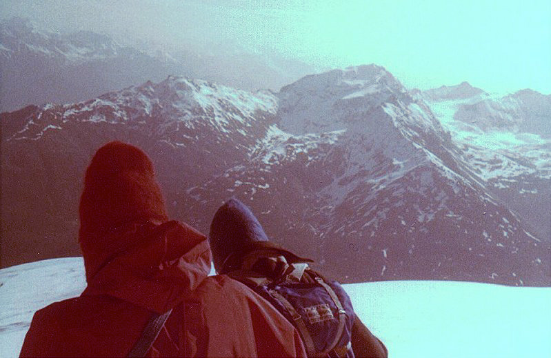 Gran Zebru ( Konig Spitze ) from summit of the Ortler in the Alps of NE Italy