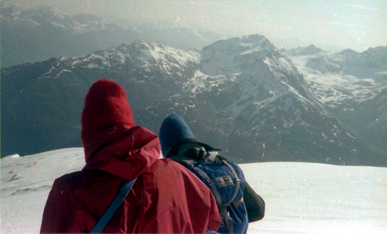 Gran Zebru ( Konig Spitze ) from summit of the Ortler in the Alps of NE Italy