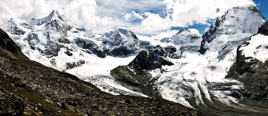 Ober Gabelhorn and Dent Blanche from Mountet Hut