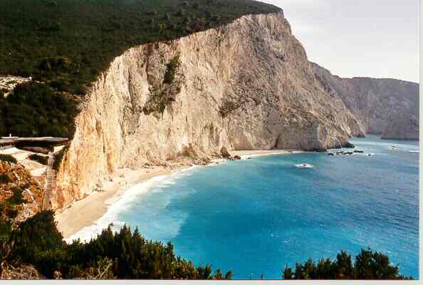 Beach at Porto Katsiki on Greek Island of Lefkada (Lefkas)