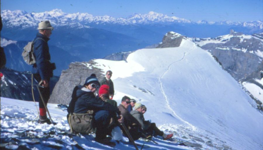 Approaching summit of Balmhorn in the Bernese Oberlands of Switzerland