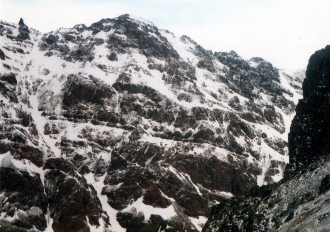 View of the High Atlas from Djebel Toubkal - highest mountain in Morocco