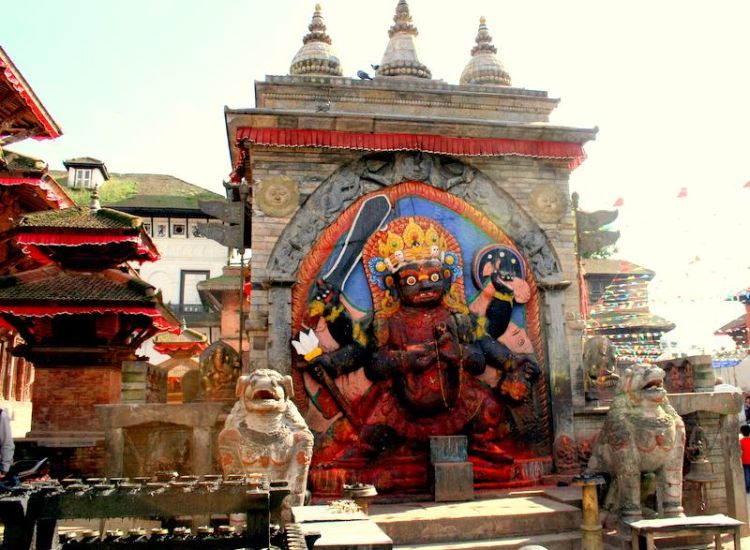 Hindu Effigy ( Swet Bhairadya ) in Durbar Square in Kathmandu