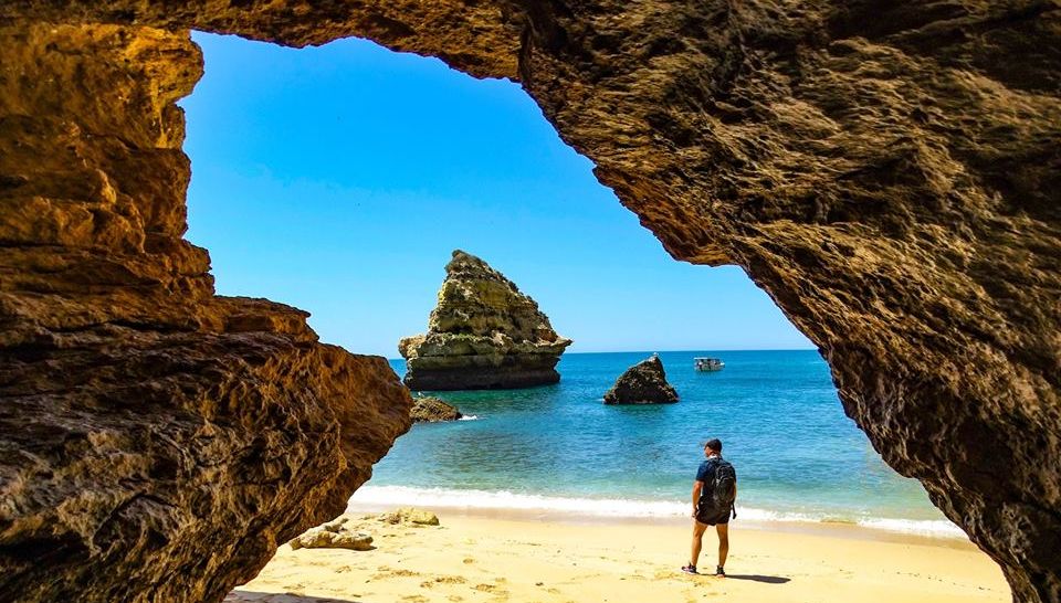 Praia do Vale in The Algarve in Southern Portugal