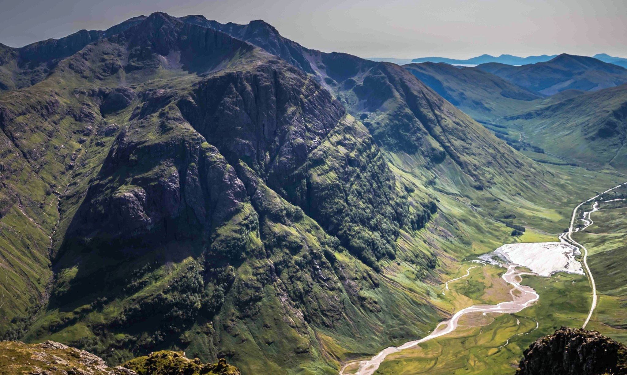 Bidean nam Bian from Aonach Eagach Ridge in Glencoe in the Highlands of Scotland