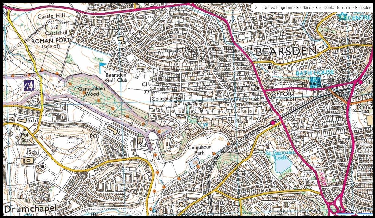 Location map for St.Germain's Loch in Bearsden