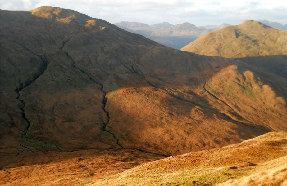 Beinn a'Mhanaich and Doune Hill on ascent of Beinn Chaorach