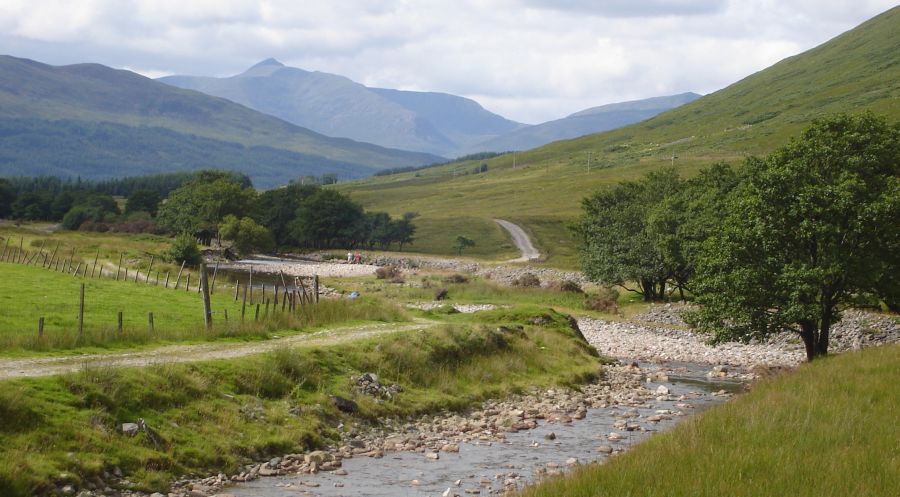 Stob Ghabhar in the Black Mount from West Highland Way across Auch Gleann