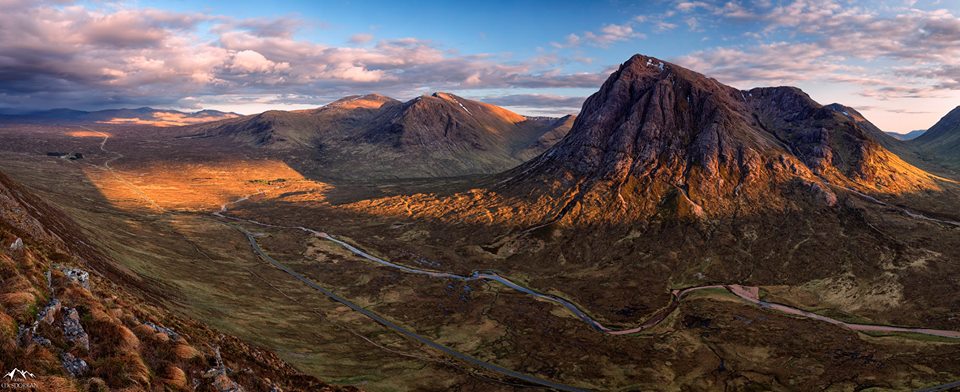 Buachaille Etive Mor from Beinn a Chrulaiste in Glencoe in the Highlands of Scotland