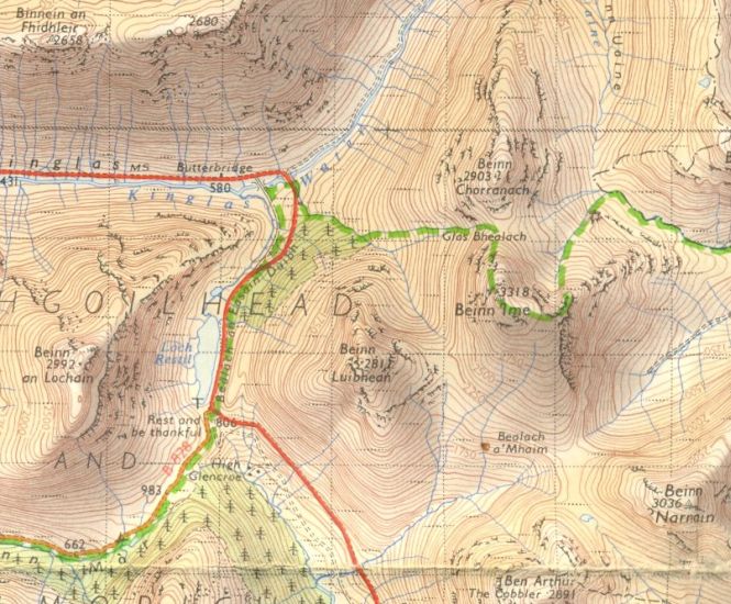 The Arrocher Alps - Map of Beinn Chorranach, Beinn Ime and Beinn Luibhean