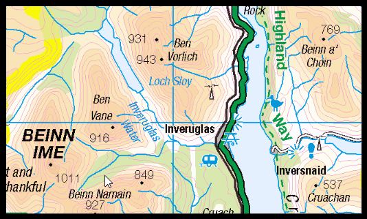 Map of Ben Vane and Ben Vorlich