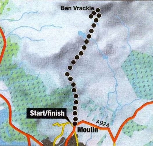 Access route map for Ben Vrackie