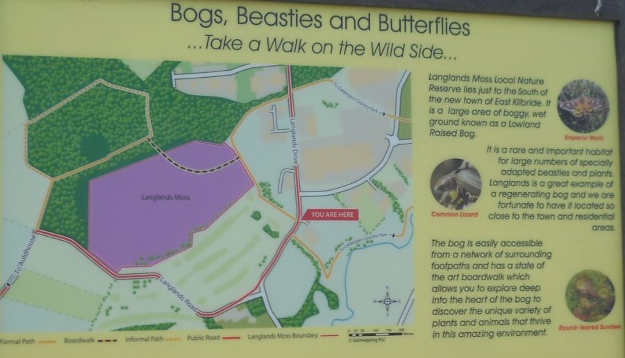 Map of Langlands Moss Nature Reserve near Calderglen Country Park