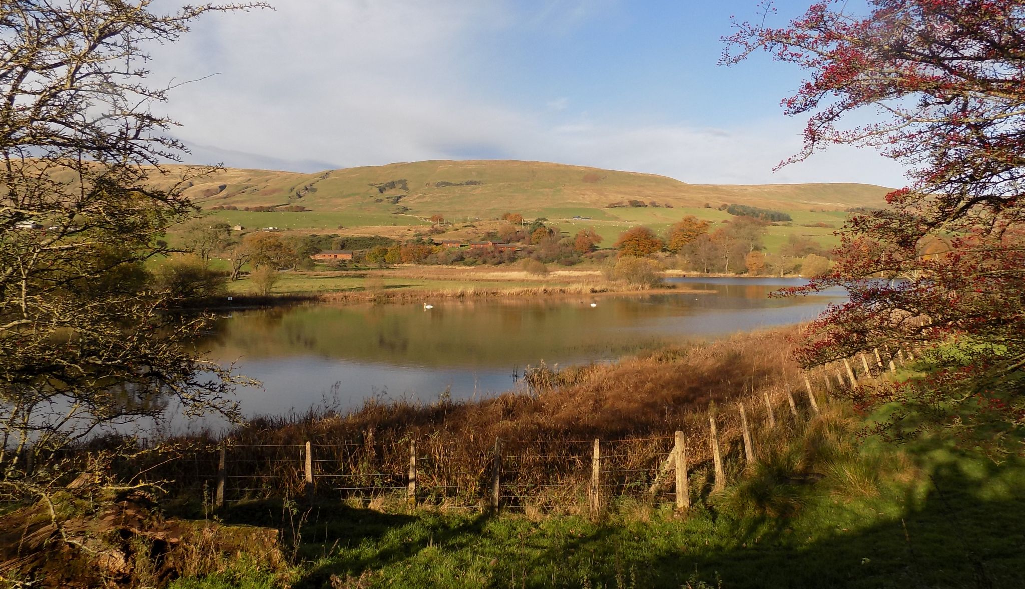 Antermony Loch beneath the Campsie Fells