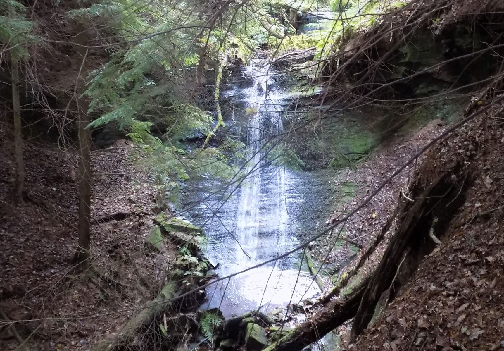 Waterfall on burn in valley on Quinloch Muir