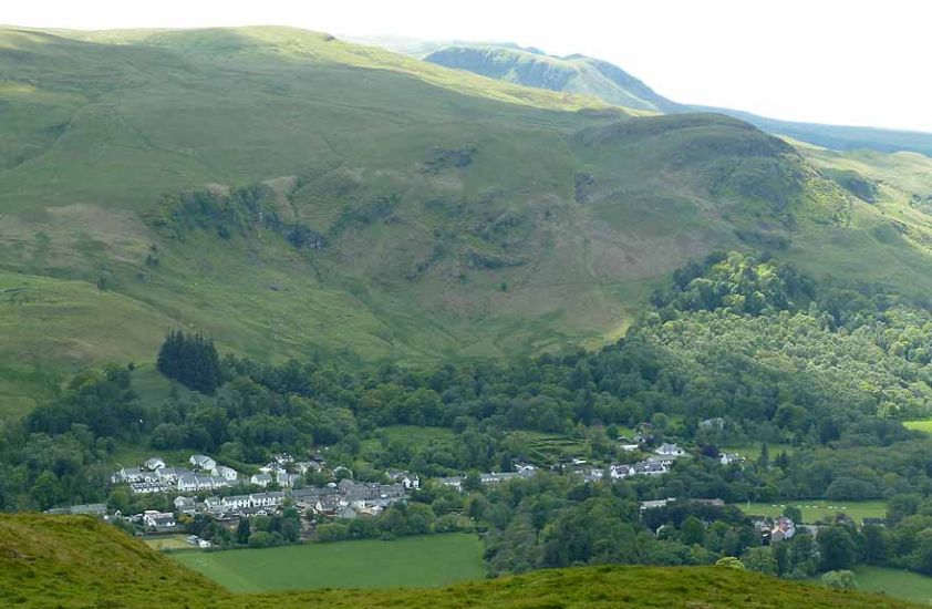 Fintry Village beneath the Campsie Fells from Stronend