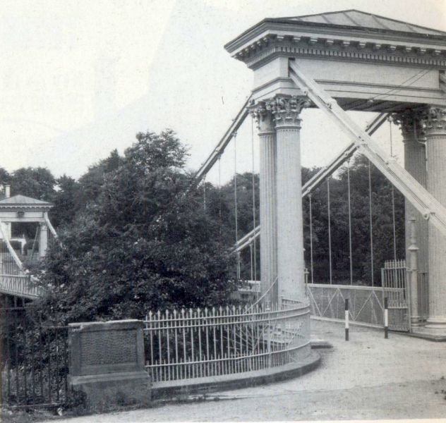 St.Andrew's suspension footbridge across River Clyde from Glasgow Green