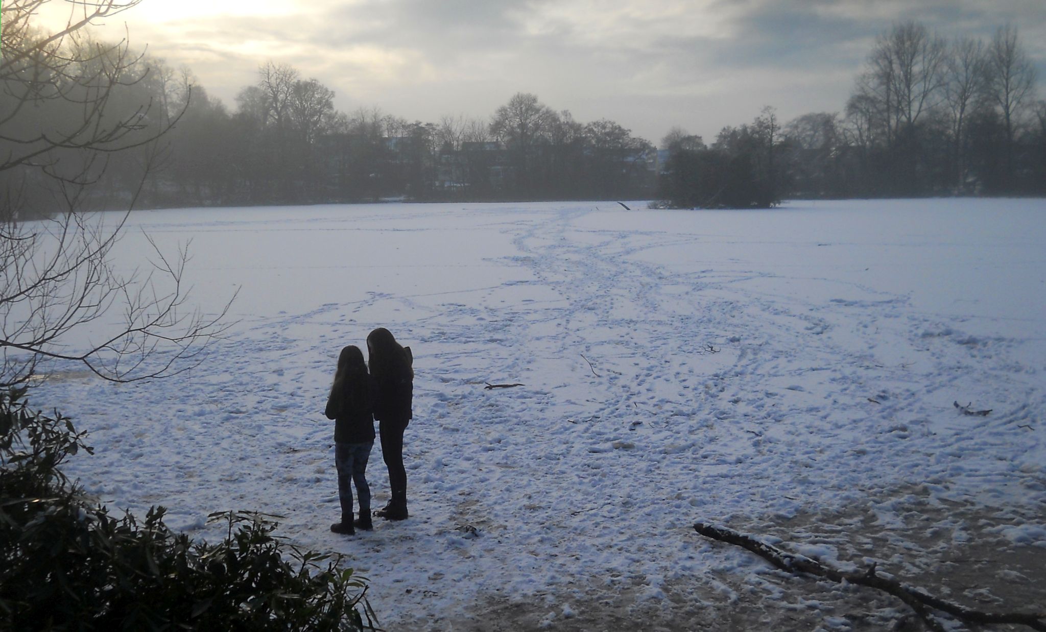 Winter snow scene at Kilmardinny Loch in Bearsden