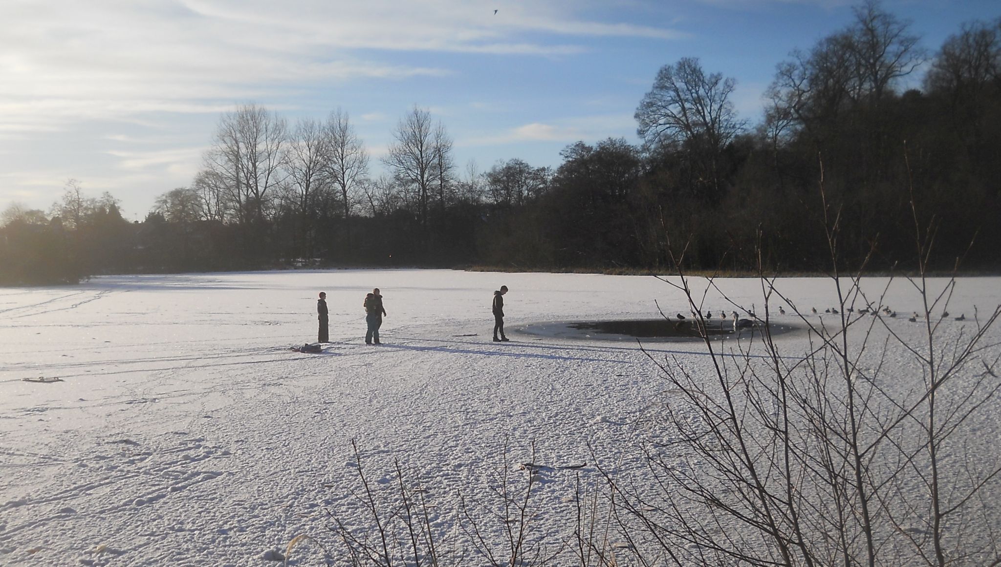 Winter snow scene at Kilmardinny Loch in Bearsden