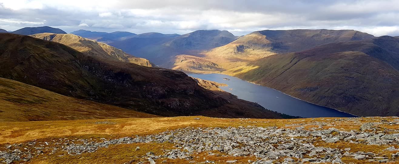 Beinn Fhionnnlaidh, An Socath and An Riabhachan from Toll Creagach above Loch Mullardoch