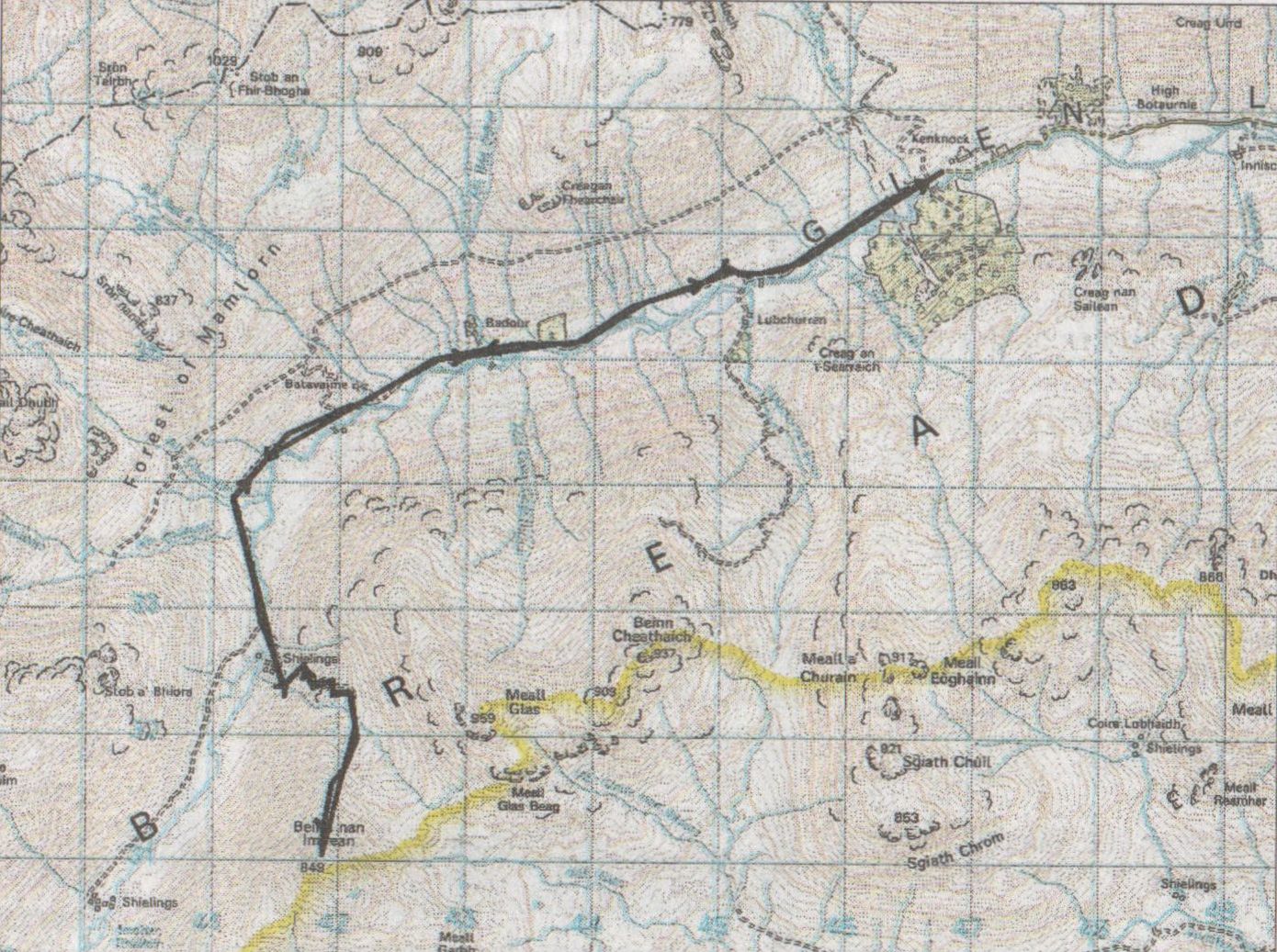 Map for Beinn nan Imirean