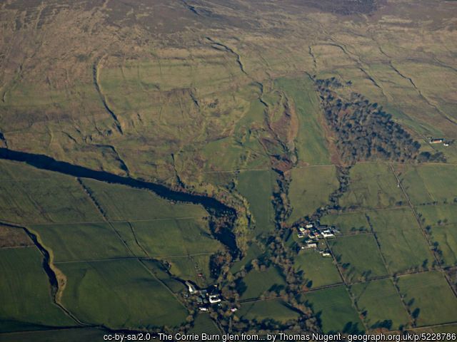 Aerial view of Corrie Burn Glen