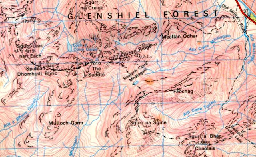 Map of Faochag and Sgurr na Sgine