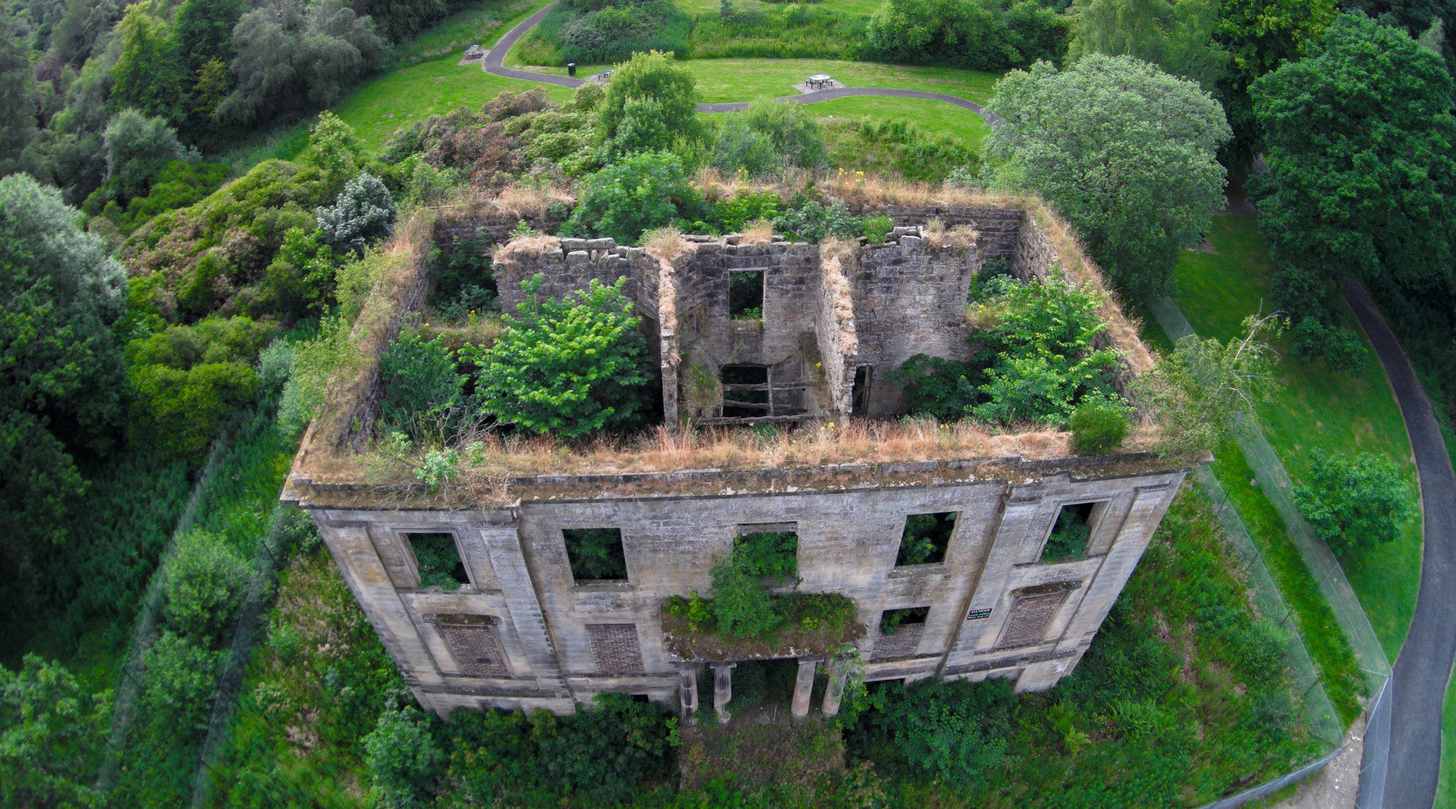 Aerial view of Plean House in Plean Park