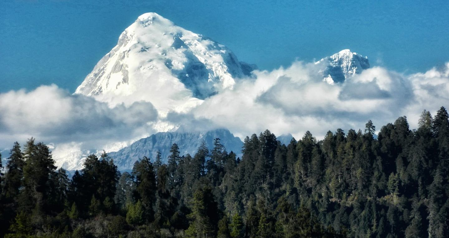 Jomolhari / Chomolhari  ( 7,326m, 24,035ft ) - known as the "Bride of Kangchenjunga”  - in the Himalayas on the border between Tibet and Bhutan