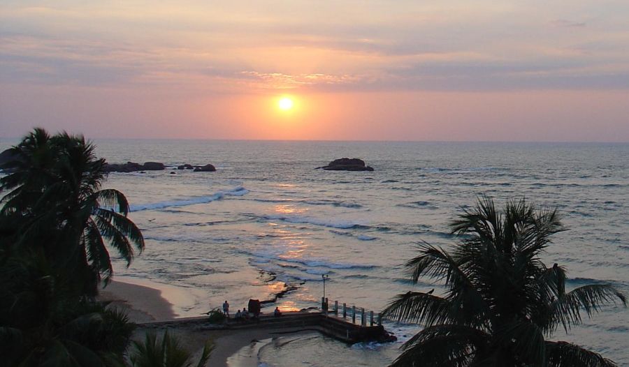 Sunset at Hikkaduwa on the west coast of Sri Lanka